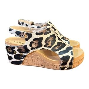 Corkys Carley Gold Leopard II NWOT Sandals Women’s Size 8